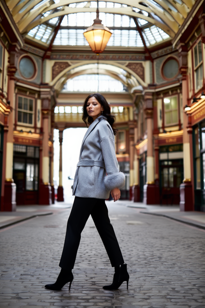 THE LUXE FUR-CUFF BELTED COAT