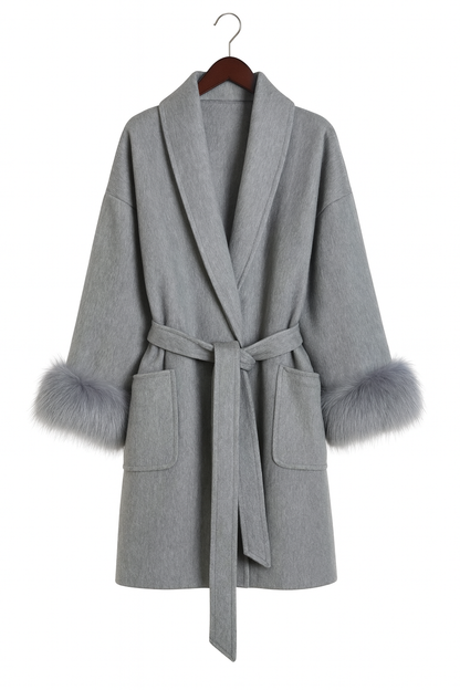 THE LUXE FUR-CUFF BELTED COAT