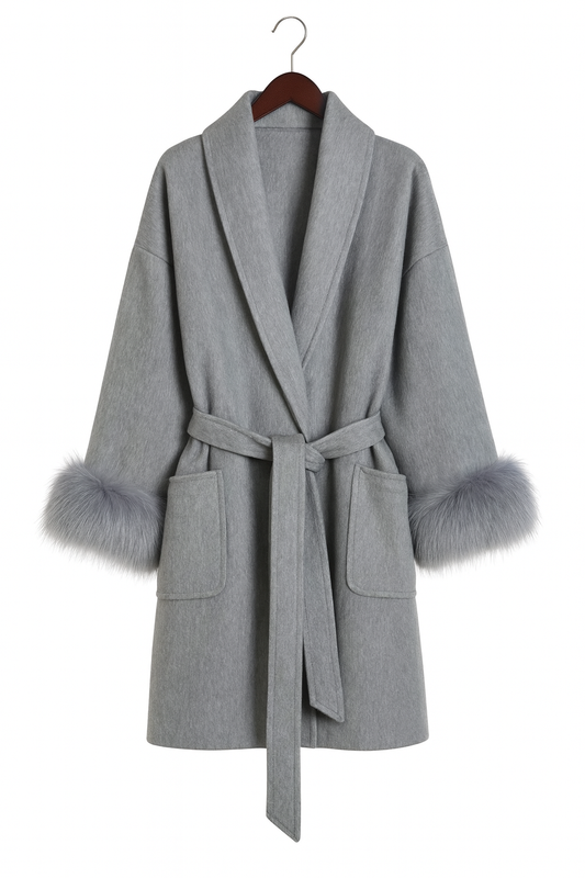 THE LUXE FUR-CUFF BELTED COAT