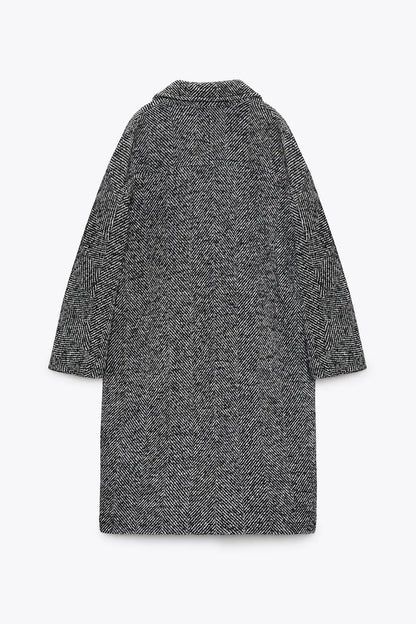 Autumn Mid-Length Houndstooth Coat